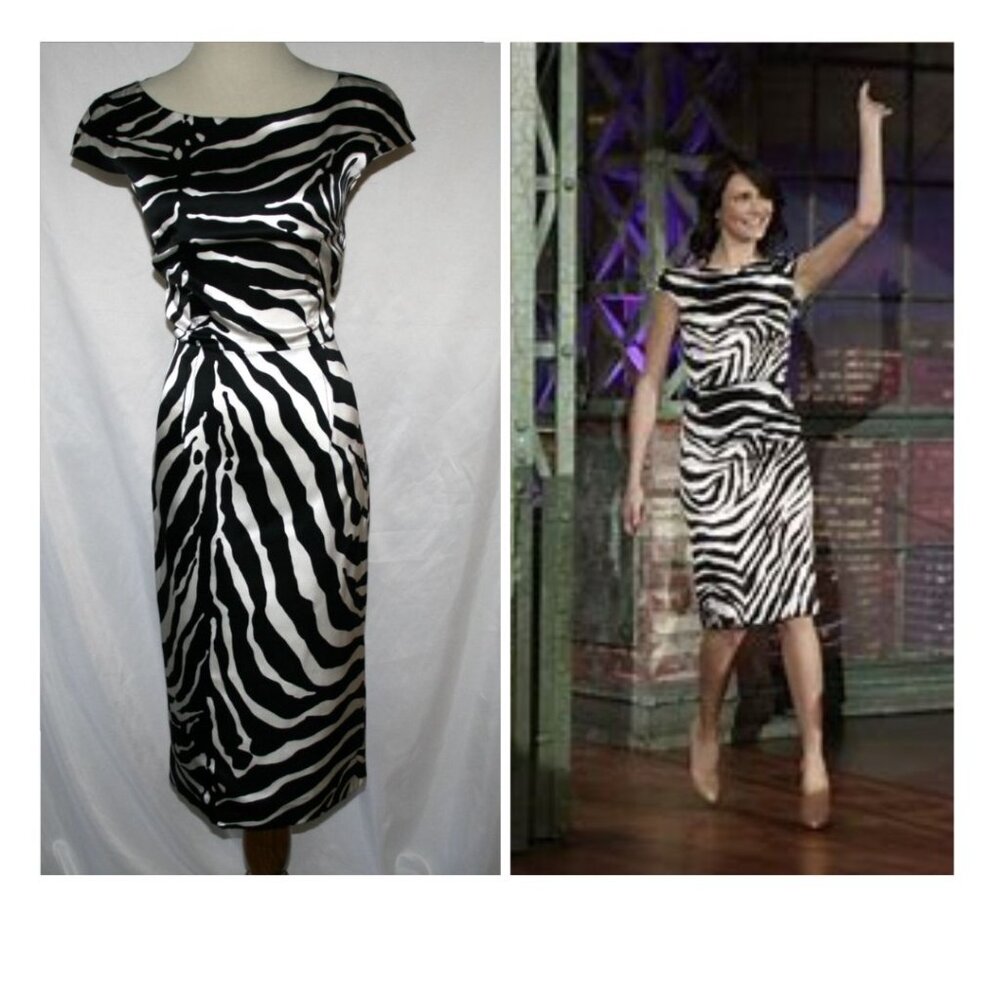 Dolce & Gabbana Zebra Print Silk Spandex Dress Size 2